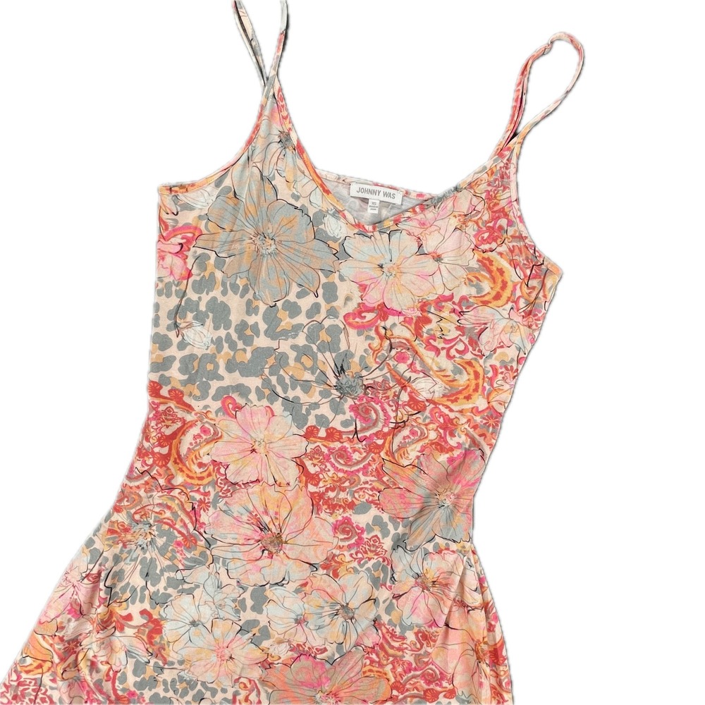 Johnny Was XS Floral Knit Sleep Dress Pima Cotton Modal Tank Loungewear Boho